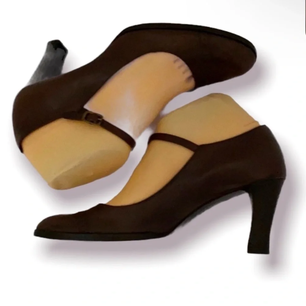 Authentic Marc Jacobs designer heeled Mary Jane brown leather shoes sz 8